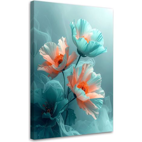 Impresión de Imagen Delicadas flores botánicas turquesas 20x30 (1/5)