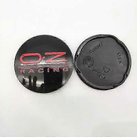 Vier 62-mm-Radnabenkappen für Oz Racing M595 Oz Leichtmetallfelgen (schwarz und rot). (1/2)