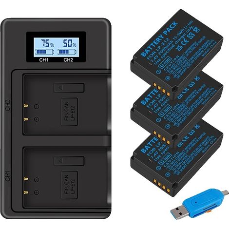 Batería para cámara, cargador USB doble, alta capacidad, Polonia-B, 3 baterías y cargador (1/2)