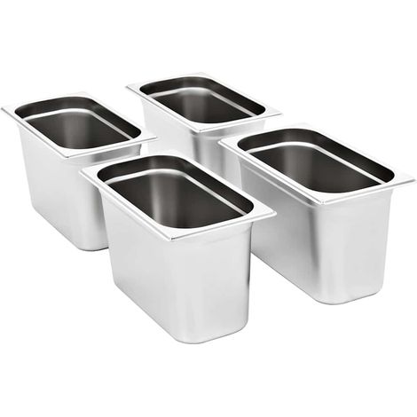 vidaXL Bandejas Gastronorm 4 unidades GN 1/3 200 mm acero inoxidable (1/2)