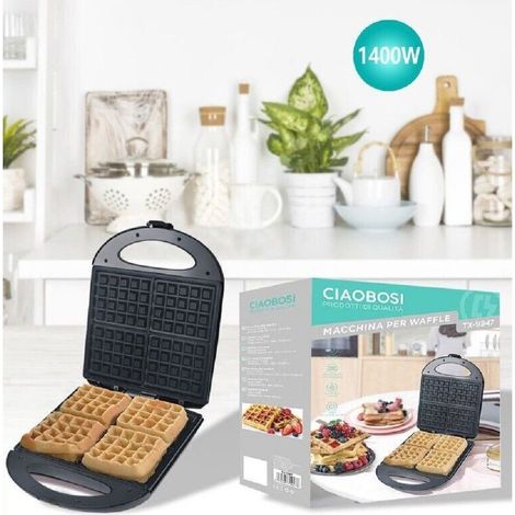 Trade Shop - Piastra Elettrica Macchina Per Waffle 1400w Con Rivestimento Antiaderente Tx-9947 - (1/4)