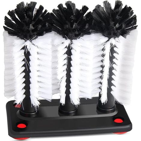 Lot de 3 brosses de nettoyage pour verre, tasses en verre, outil de lavage avec ventouse pour évier de cuisine, maison, restaurant, 18,5 x 9,5 x 19 cm (1/5)
