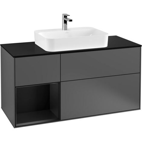 V&B Waschtischunterschrank Wandbeleuchtung Finion 120cm, Pl b m, Rg l b m Lac, Anthrac. m (1/2)
