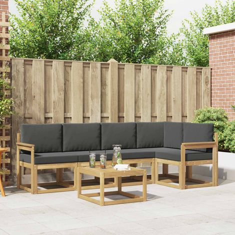 vidaXL Outdoor-Sofagarnitur 6 pcs Weiß und Anthrazit Massivholz Akazie (1/5)