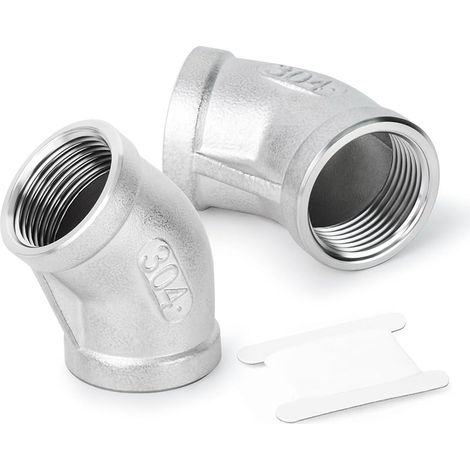 2 pièces Connecteur femelle 1/2" fractionnaire vers femelle 304 Stainless Steel 45 degrés pour connexion de tuyaux (1/5)