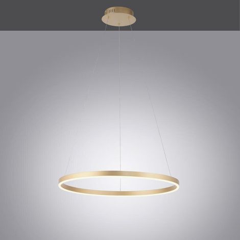 Pendellampe Hängeleuchte Wohnzimmerlampe dimmbar Ring Design messing LED H 120cm (1/5)
