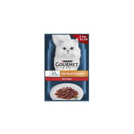Gourmet Perle Beef Mini Fillets In Gravy Wet Cat Food 2 for - 85g - 813578