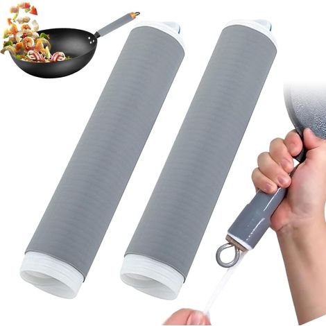 Lntyq Silicone Hot Manche Titulaire,Pot De Protection Silicone Poignée, Manique Poignée, pour Fonte, Casseroles, Poêles À Frire en Métal, Skillets, Grils,2 Pièces