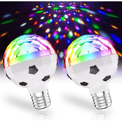 Boule Disco LED E27, 6W, Lampe RVB Rotative à 360°, Idéale pour Soirées, Anniversaires et Décorations de Fête