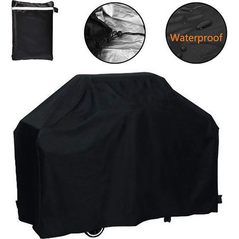 Funda para barbacoa (negra, 170x61x117cm), funda para barbacoa de exterior, funda impermeable para barbacoa Weber, Brinkmann, Char-Broil, etc., lona. (1/5)