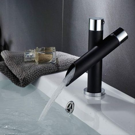 1 Grifo mezclador de lavabo de latón negro, estilo británico, baño (1/4)