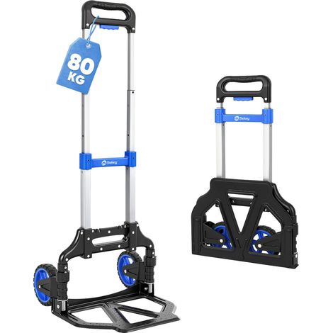 Sekey Aluminium Sackkarre klappbar 80kg Transportkarre, 3-Stufig Höhenverstellbar Stapelkarre