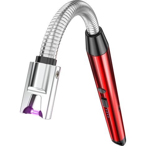 Briquet à Bougie, Briquet Électrique Rechargeable USB, Briquet Arc Électrique Sans Flamme à Col Long et Flexible, Coupe-Vent pour Bougies, Camping, Cuisinière (rouge) (1/5)