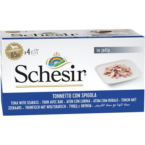 Schesir, Cibo Umido per Cani Adulti con Spigola e Tonnetto, in Morbida Gelatina (24 Lattine da 85g) (1/4)