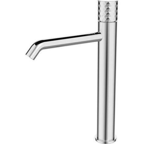 Miscelatore lavabo alto finitura cromo con dettaglio trama diamantata  BRASS kamalu