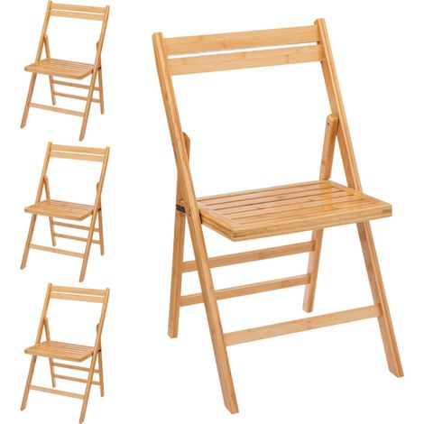 Bambus Klappstuhl natur belastbar bis 120 kg - 4er Set - Küchen Stuhl klappbar aus FSC Holz