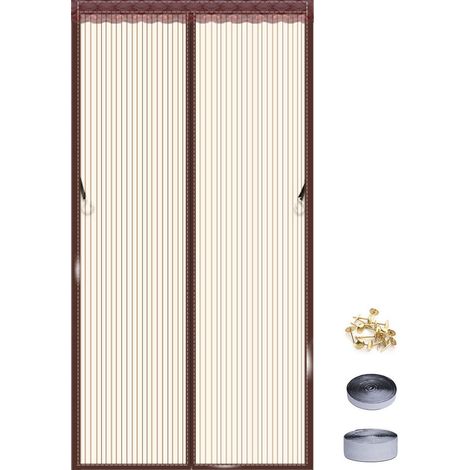 1 Rideau moustiquaire, fermeture magnétique, maille mains libres, cadre à scratch, pour porte entrée patio (1/5)