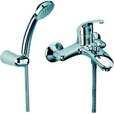 Miscelatore esterno per vasca con doccetta e flessibile  in ottone cromato - Eurorama