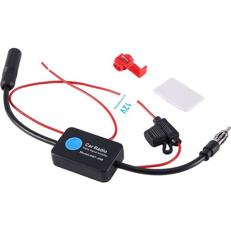 Antenna FM per auto da 12 V con amplificatore di segnale universale, schermatura in lamiera stagnata rinforzata per una protezione completa. (1/5)