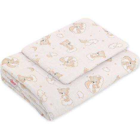 Juego de cama para recién nacido con relleno, 2 piezas, 75x100cm, osito beige con arcoíris (1/3)