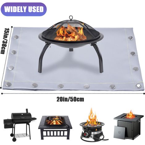 Tapis ignifuge 50x38 cm à clips rapides – Protège votre gazon et votre terrasse des étincelles – Résistant aux braises et aux hautes températures