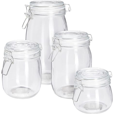 Glasbehälter mit Clip RESO, 4-teilig