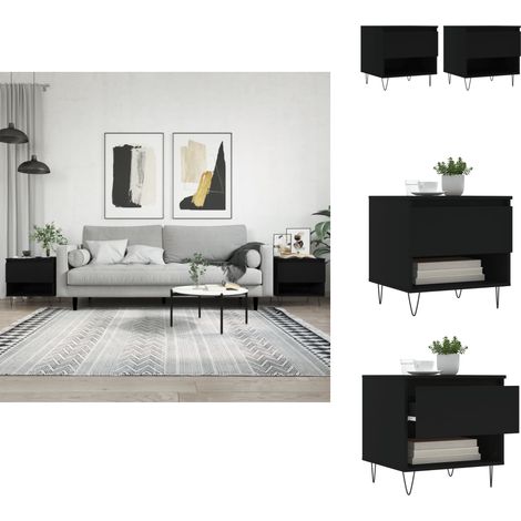 Couchtische 2 Stk. Schwarz 50x46x50 cm Holzwerkstoff - Couchtisch - Wohnzimmerstil - Holzmöbel - Schubladen - Regal (1/5)