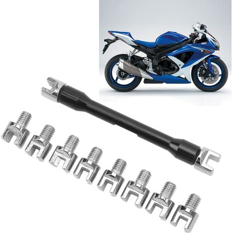 Schwarzer Motorrad-Speichenschlüsselsatz mit 10 austauschbaren Bits (5,0-6,8 mm). (1/5)