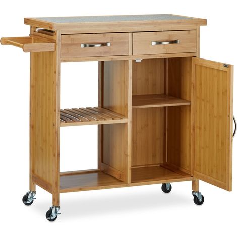 Carrello da cucina mobile 80 x 40 x 85 cm pratico spazio di archiviazione in bambù naturale 130003516
