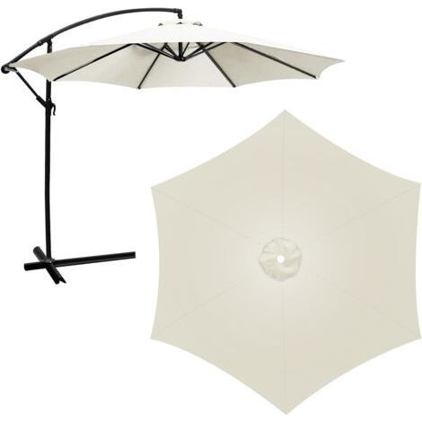 1 Housse De Rechange Pour Parasol, Toile 3M 6 Baleines, Tissu Oxford 160G, Couleur Crème, Jardin Terrasse (1/5)