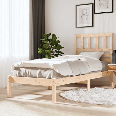 Cadre de lit sans matelas 75x190 cm bois de pin massif (1/5)