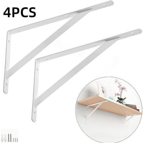 4-Piece Set - Shelf Brackets - Storage Racks - Metal Brackets - Bookshelf Support Frames - Shelf Support Frames - Suitable for bookshelves, cabinets, furniture shelves, and mounting shelves - White - (1/5)