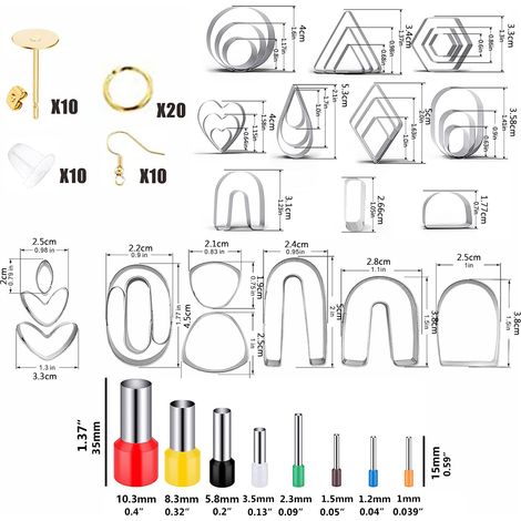 Emporte-pièces pour pâte polymère, formes pour la création de bijoux en pâte polymère, supports pour boucles d'oreilles, crochets, sacs en plastique à faire soi-même (1/5)