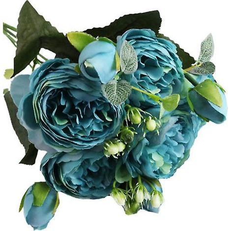 Composition florale artificielle imperméable, style vintage, aux couleurs vives, rose artificielle, pour la maisonbleu (1/5)