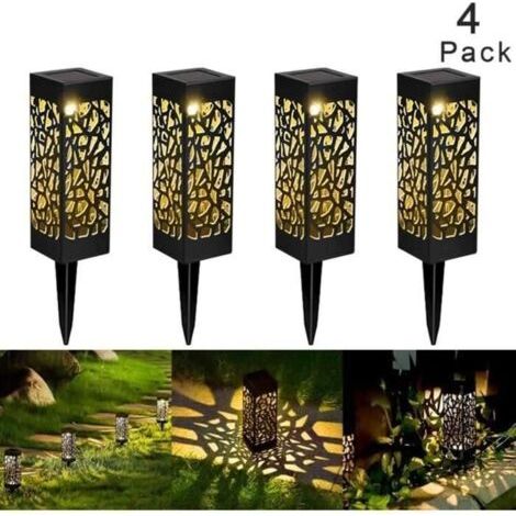 LED-Solar-Gartenleuchte – Wasserdicht – 4 Leuchtmittel – Edelstahl – Bewegungsmelder (1/5)