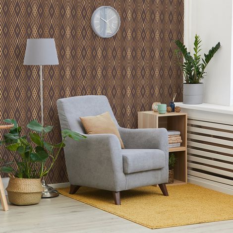 Papier peint intissé pré-encollé - SCANDINAVE ART DÉCO LOSANGES CHOCOLAT - 1 rouleau de 300x60cm (1/5)