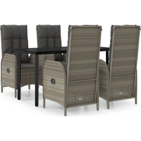 Maison Exclusive - 5-tlg. Garten-Essgruppe mit Kissen Schwarz und