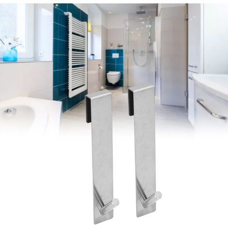 Crochet de Porte de Douche Stainless Steel Crochet 2 pièces pour Porte de Bain sans Cadre 18 x 3 cm (1/5)