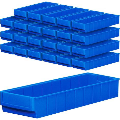 BRB Lot de 24 étagères Professionnelles en polypropylène Bleu Qualité Industrielle 500 x 183 x 81 mm (1/2)
