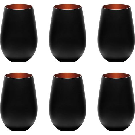 Farbige Trinkgläser ELEMENTS 6er-Set, zweifarbig Schwarz-Bronze, 456 ml
