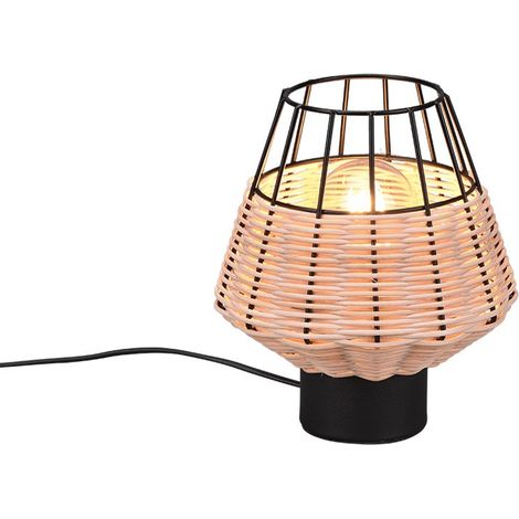 Lampada da tavolo, reticolo rattan, naturale, 17,5x20x17,5 cm, Borka (1/4)