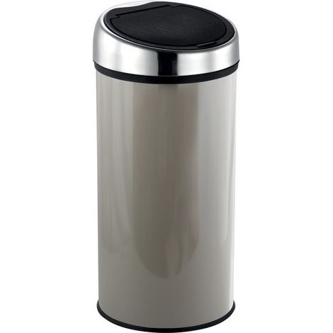 MSV – Poubelle automatique inox 30L taupe – Système Touch silencieux – Seau intérieur en plastique recyclé – Résistante à la corrosion (1/5)