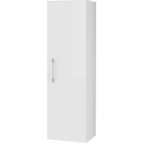 Colonne de salle de bain suspendue, blanc brillant, 125 x 33 cm, fermeture amortie Pinia (1/5)