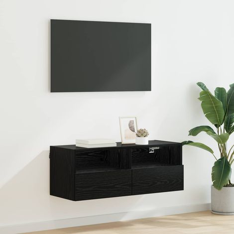 vidaXL Mobile TV da parete Rovere Nero 80 x 30 x 30 cm