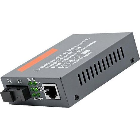 Convertisseur de média à prise américaine HTB-3100 Fibre optique monomode Port SC 25 km Alimentation externe 10/100 Mbit/s (1/5)