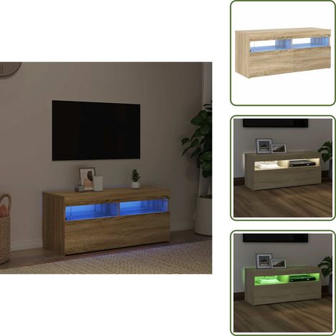 Mobile TV rovere - vidaXL Mobile Porta TV con Luci LED Rovere Sonoma 90x35x40 cm - Mobile TV moderno