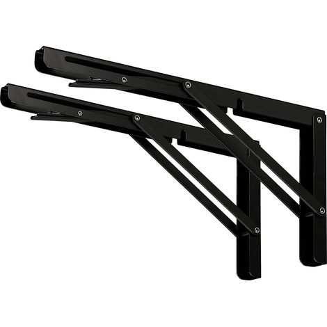Support d'étagère pliable noir de 14 pouces avec une charge maximale de 440 livres, H