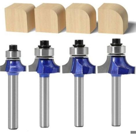 Fraise Ronde - Tige 6 mm - Rayons 3 17 3 96 4 76 6 35 mm - Pour Fraisage Bois Portes Fenêtres Armoires - Lot de 4