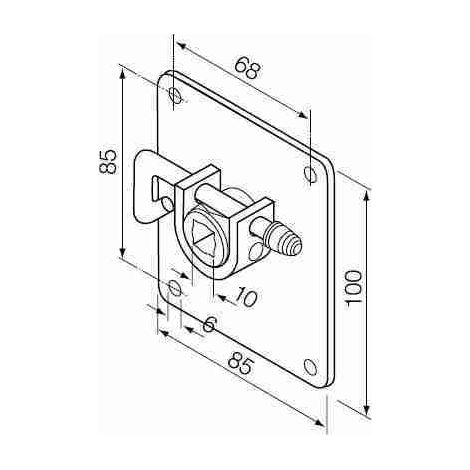 Nice 525.10032 - Staffa a sella per perno quadro 10 mm, con sblocco (da accoppiare necessariamente all'art. 525.10013/AX)