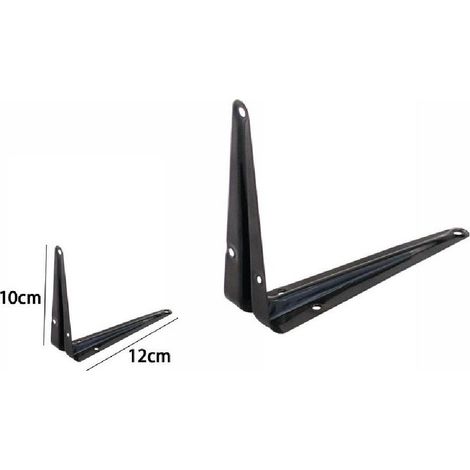 TrAdE Shop Traesio - 2 Pz Reggimensola Supporto Staffa Triangolare Mensola Metallo 10x12cm Nera 07914 -
